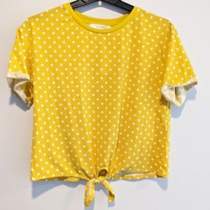 Elodie Yellow Crop Tie-Front T-Shirt
